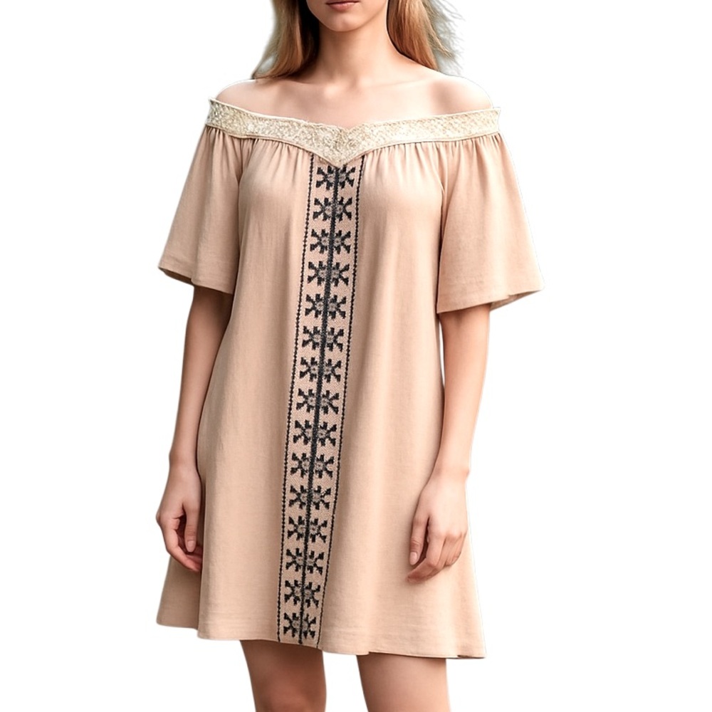 NWT Hayden LA Embroidered Boho & Lace Blouse Top Mini Dress, Medium